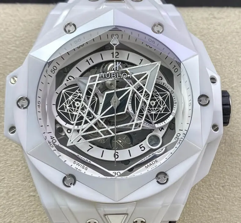 Hublot Big Bang Sang Bleu II 418.HX.2001.RX.MXM21 BB Factory 1:1 Best Edition Replica Watch White Strap
